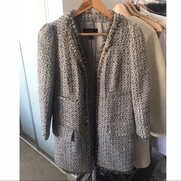 Mango tweed jacket with frayed edging. Size small - Picture 2 of 2